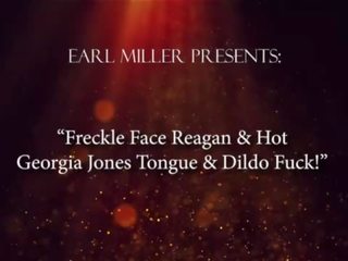 Freckle twarz reagan & wielki georgia jones język & dildo fuck&excl;
