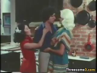 Old School Threesome In The Kitchen